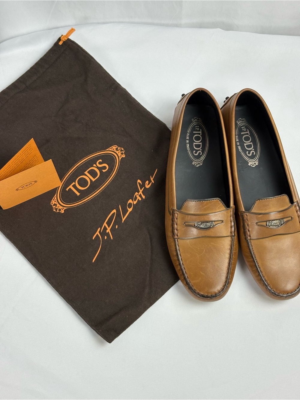 Tod's Brown Leather Penny Loafers with Metal Coin
